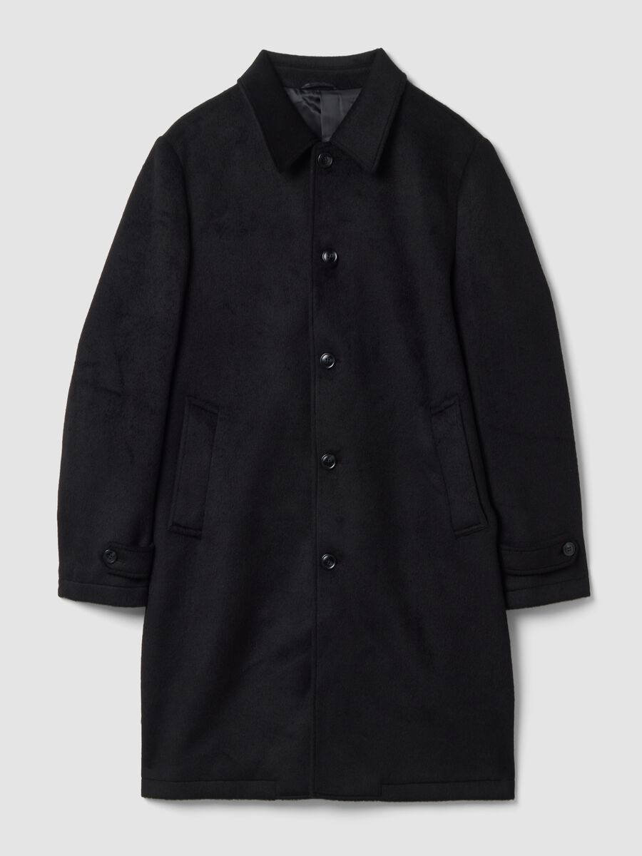 Black regular-fit coat with buttons_0
