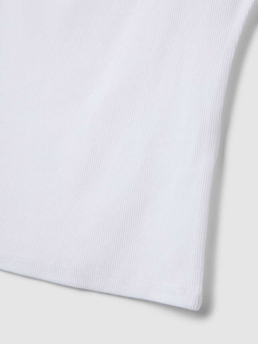 Camiseta blanca de algod&oacute;n el&aacute;stico de manga corta_5