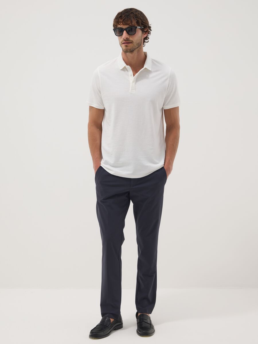 Blue stretch-fabric chino trousers_1