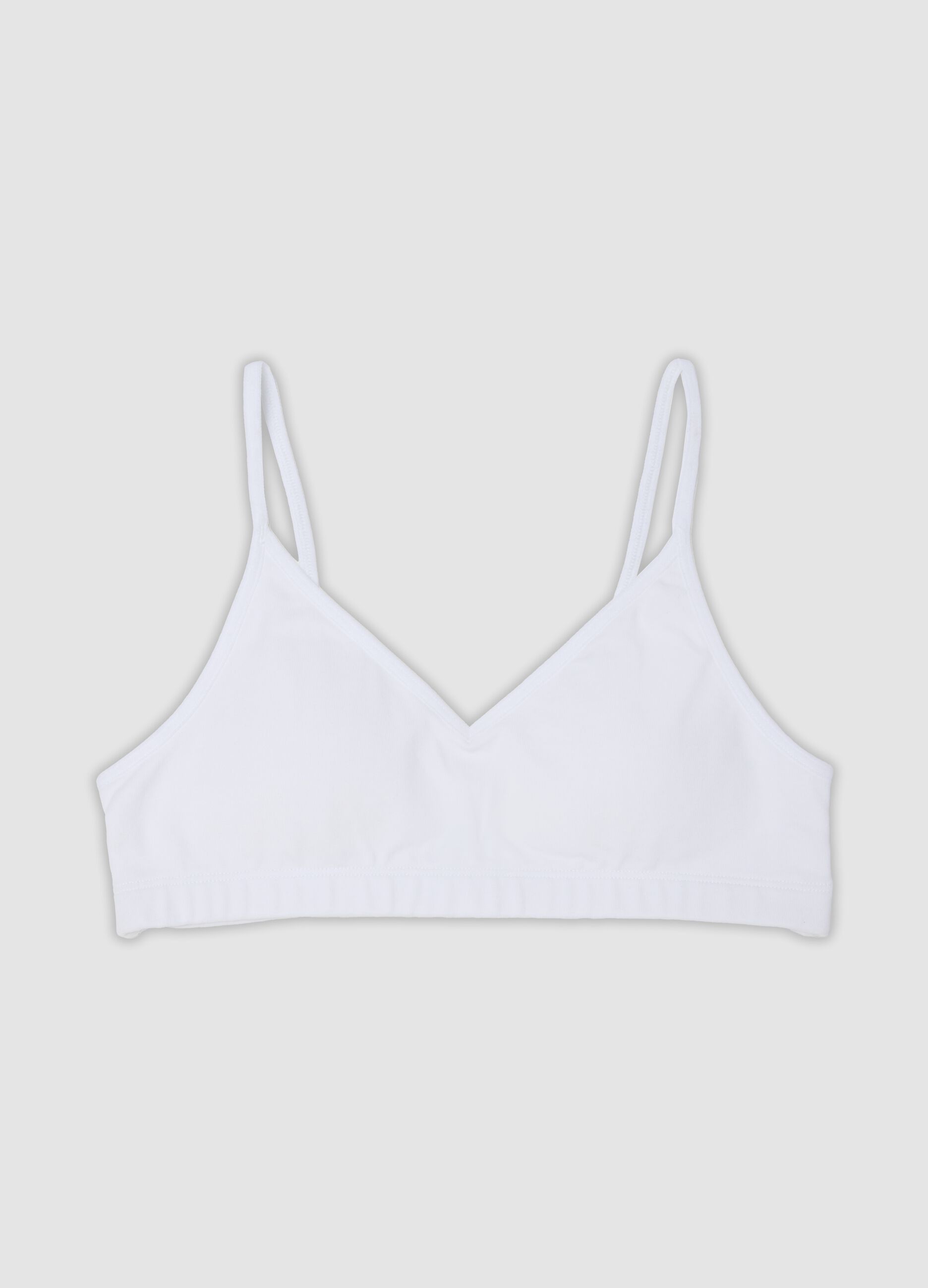 White organic cotton bra with thin straps for girls