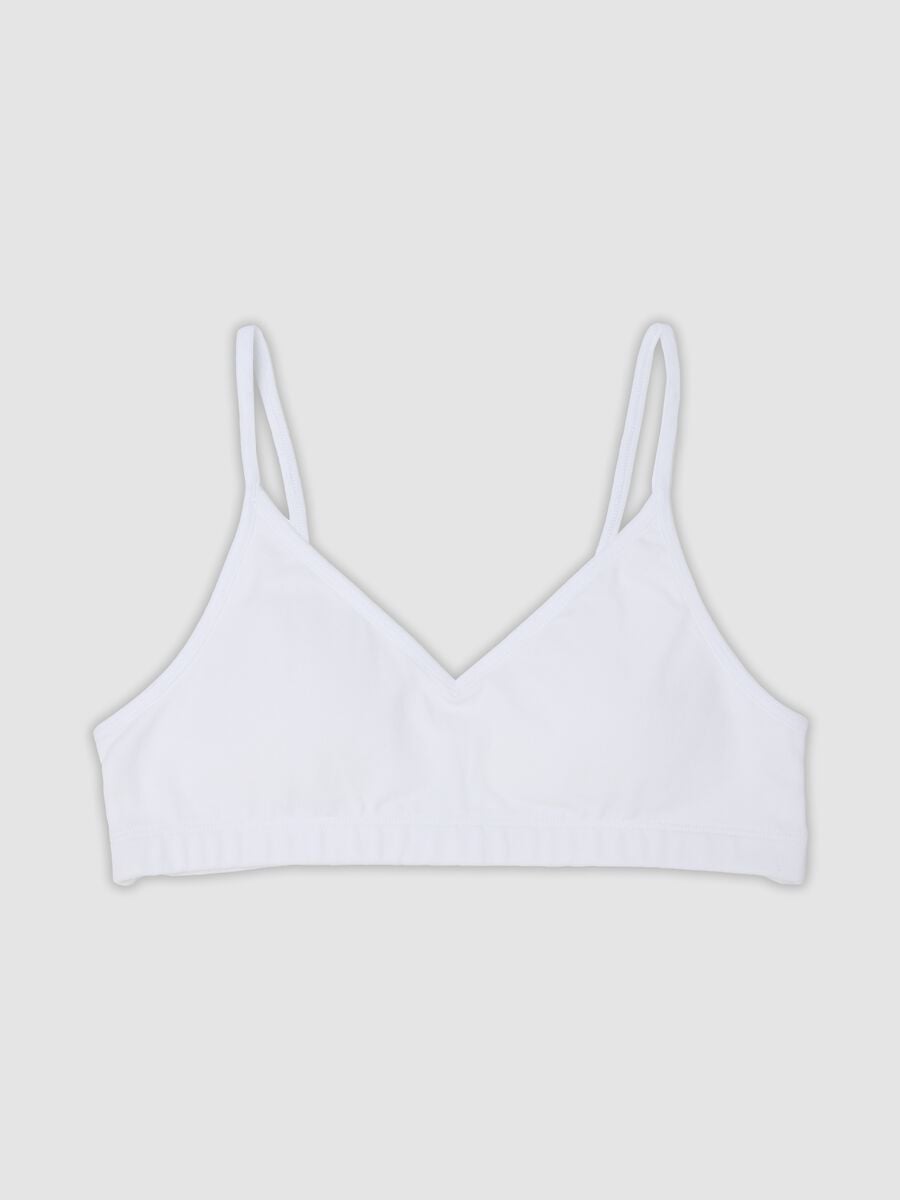 White organic cotton bra with thin straps for girls_0