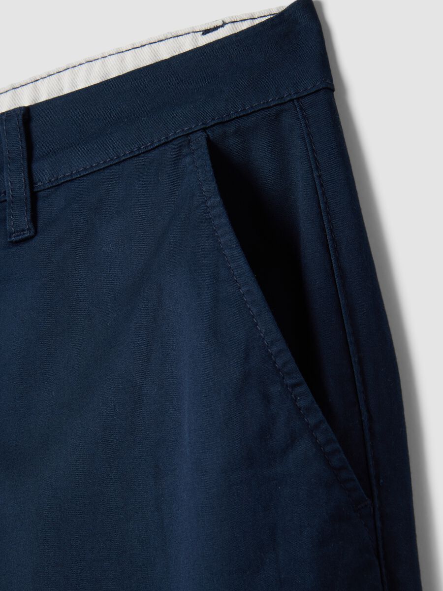 Blue Regular Fit Stretch Cotton Chino Trousers_5