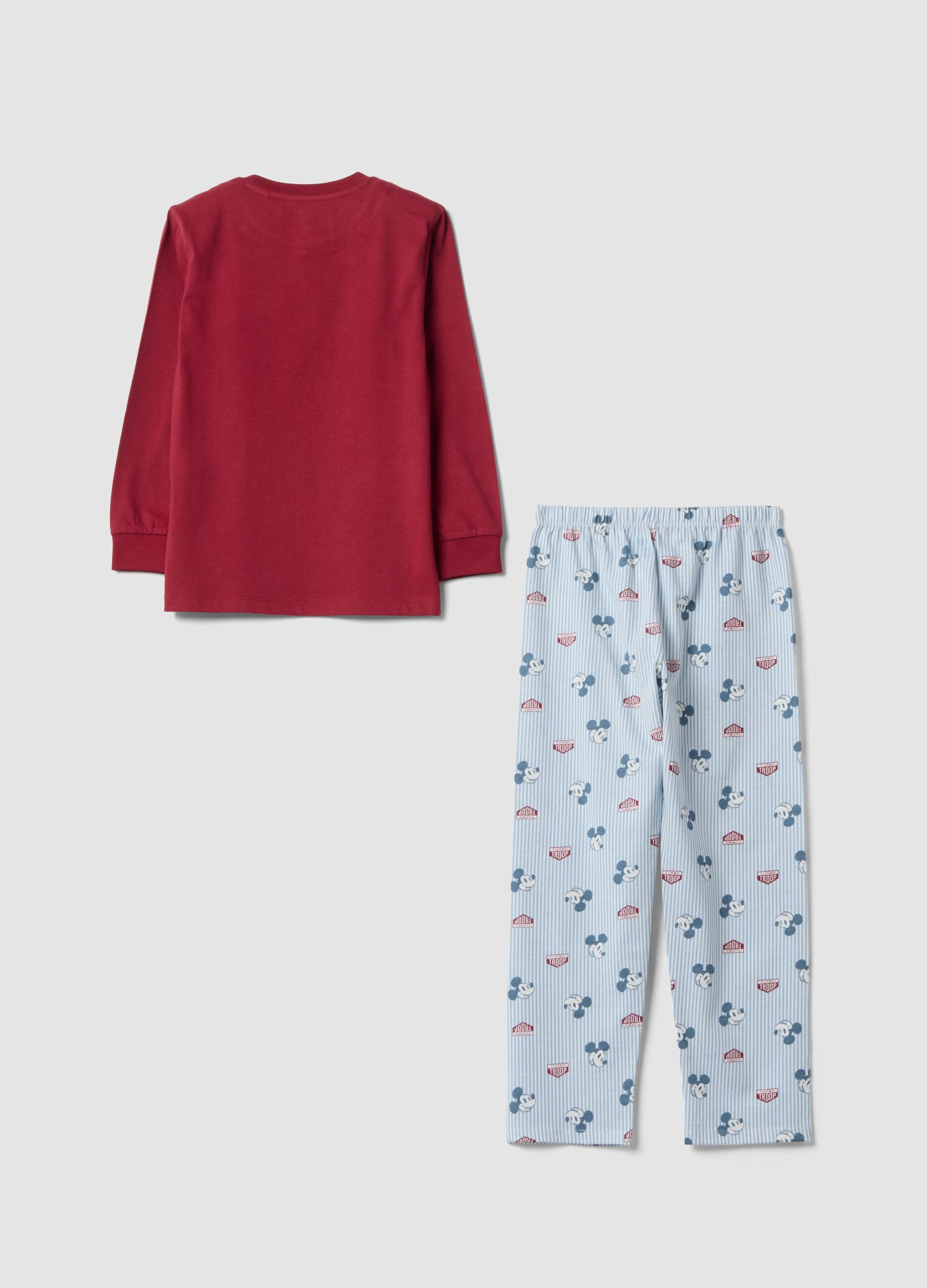 Red Mickey Mouse print organic cotton pyjamas for boys