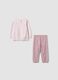 Pigiama rosa in puro cotone jersey organico con maglia e pantaloni per neonata e bimba_1