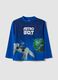 T-shirt azul em algod&atilde;o puro com estampado Astro Bot, relaxed fit_0