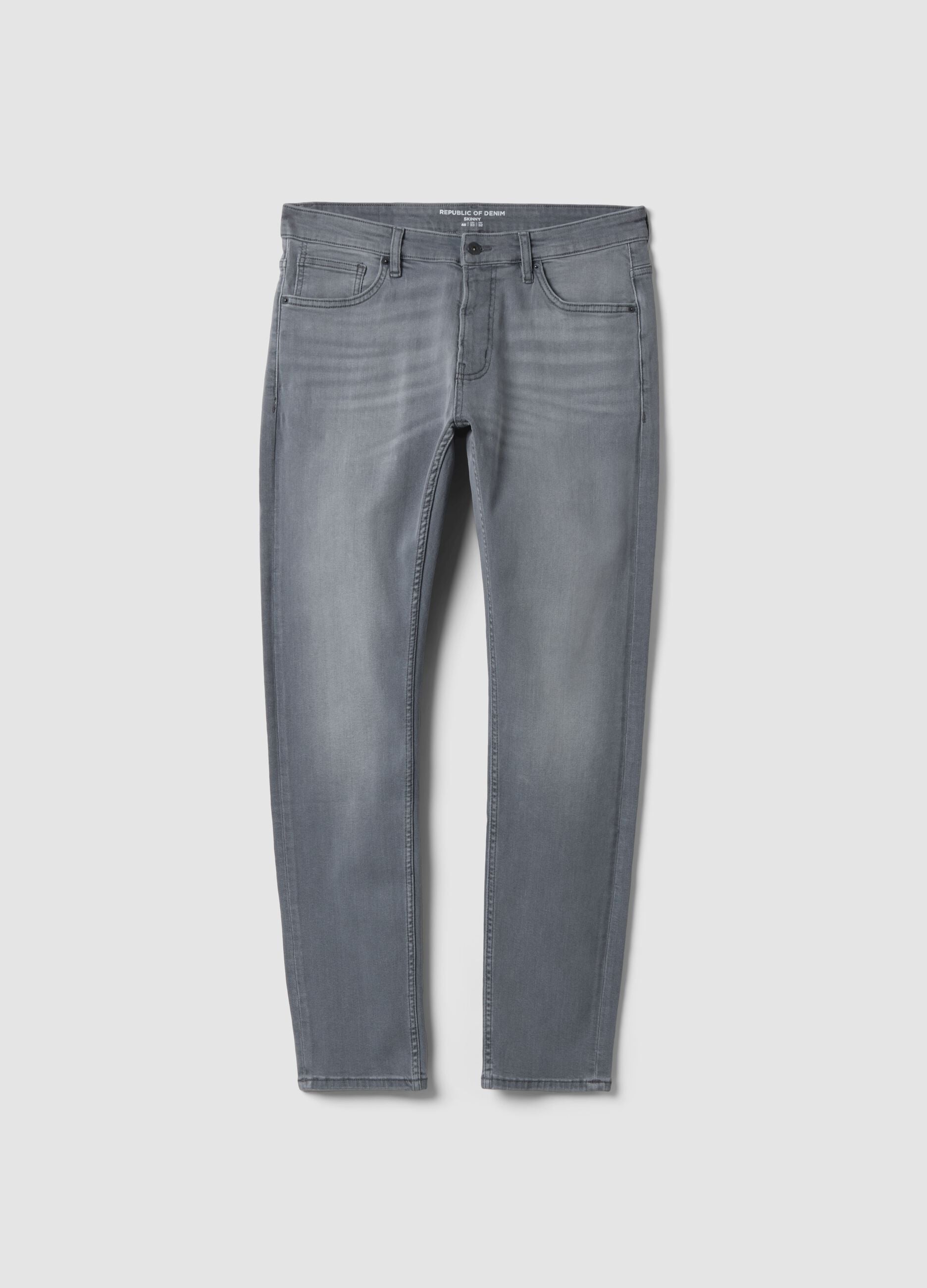 Graue Skinny-Fit-Jeans aus Stretch-Baumwolle
