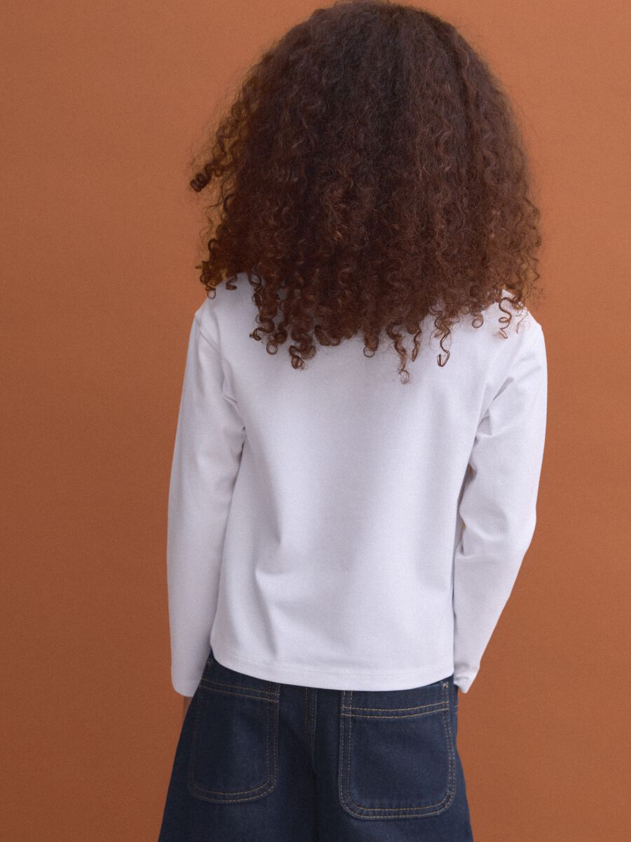 White stretch cotton T-shirt with front lettering_2