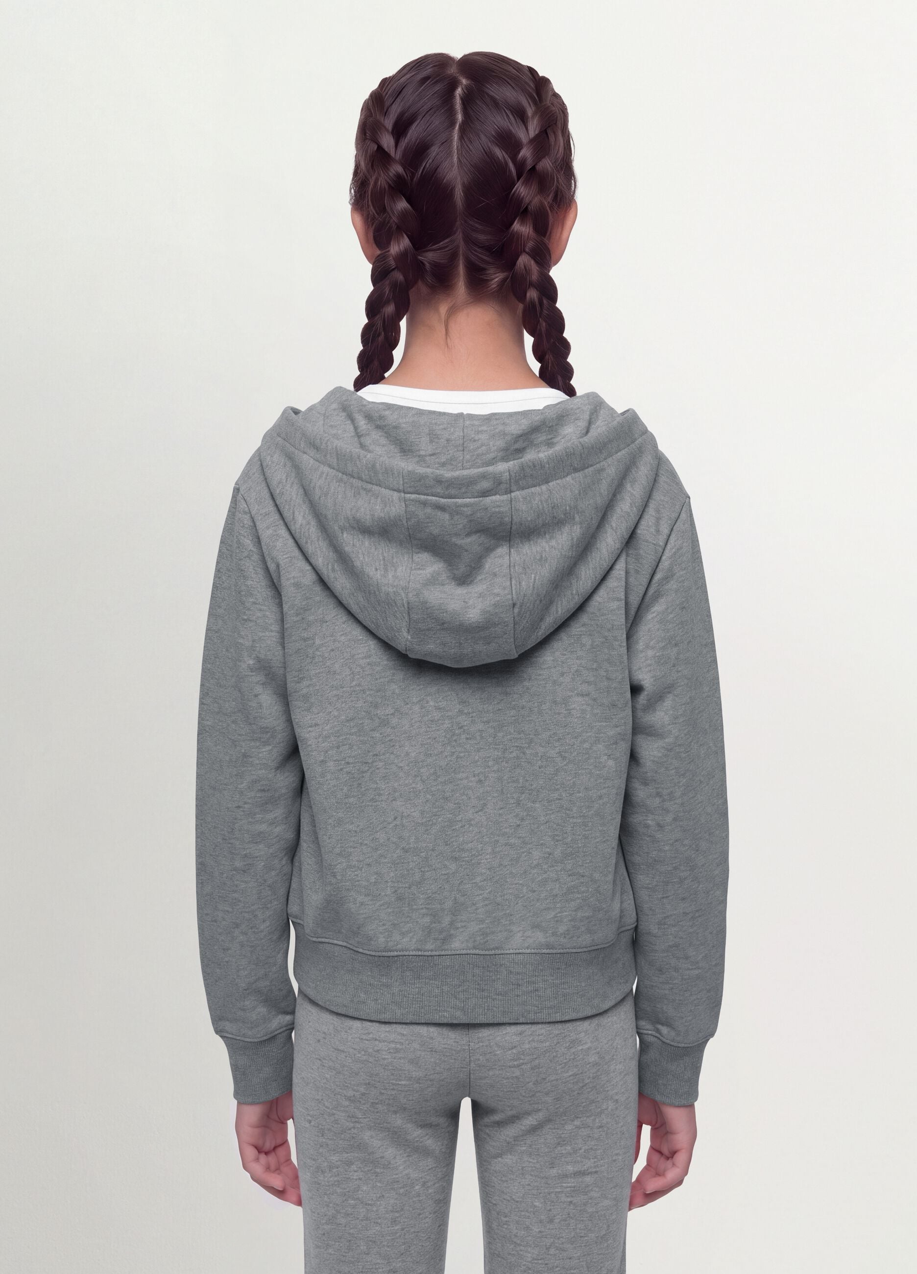 Sweatshirt cinzenta com capuz em algod&atilde;o org&acirc;nico com estampado de estrela, corte regular