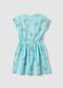 Blue pure cotton dress for girls regular fit with rainbows_1