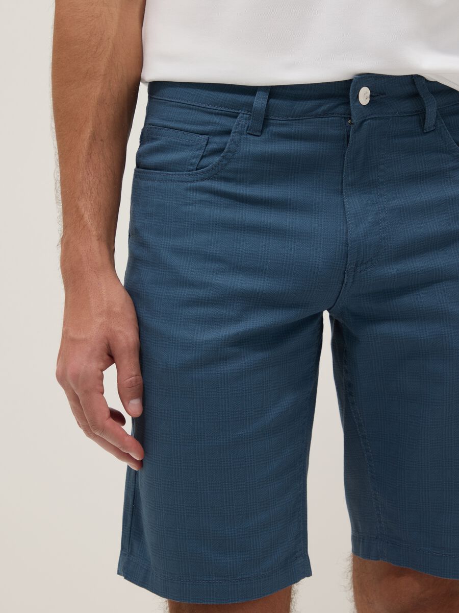 Blue pure cotton regular-fit Bermuda shorts_3