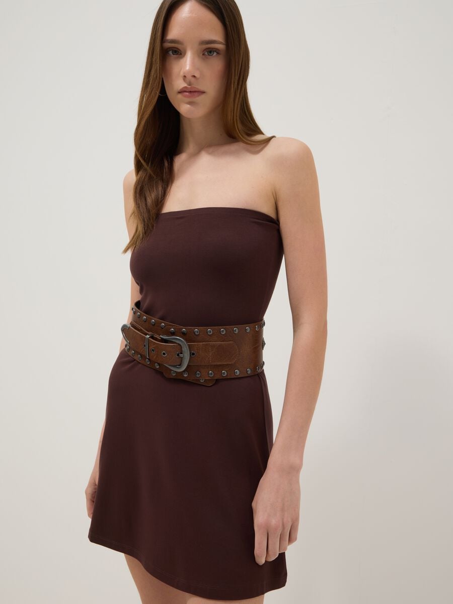 Brown Stretch Viscose Mini Dress_3
