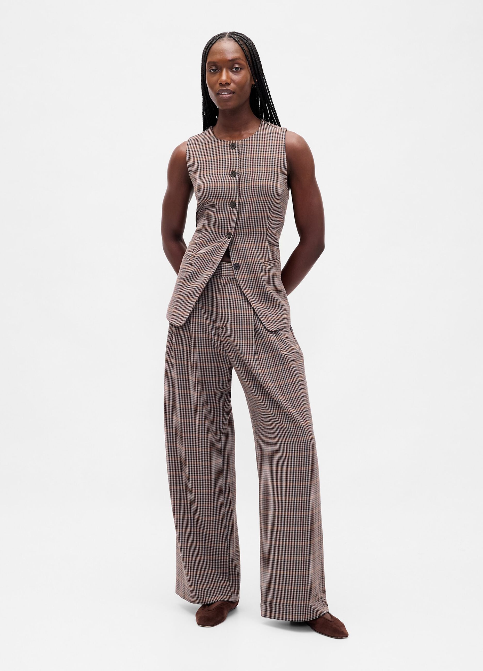 Braune Stretch-Stoffhose