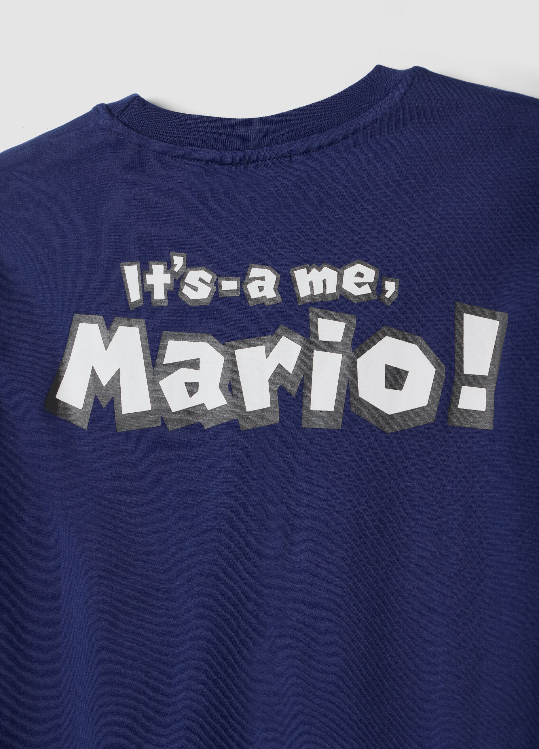 Blue short-sleeve pure cotton regular-fit T-shirt