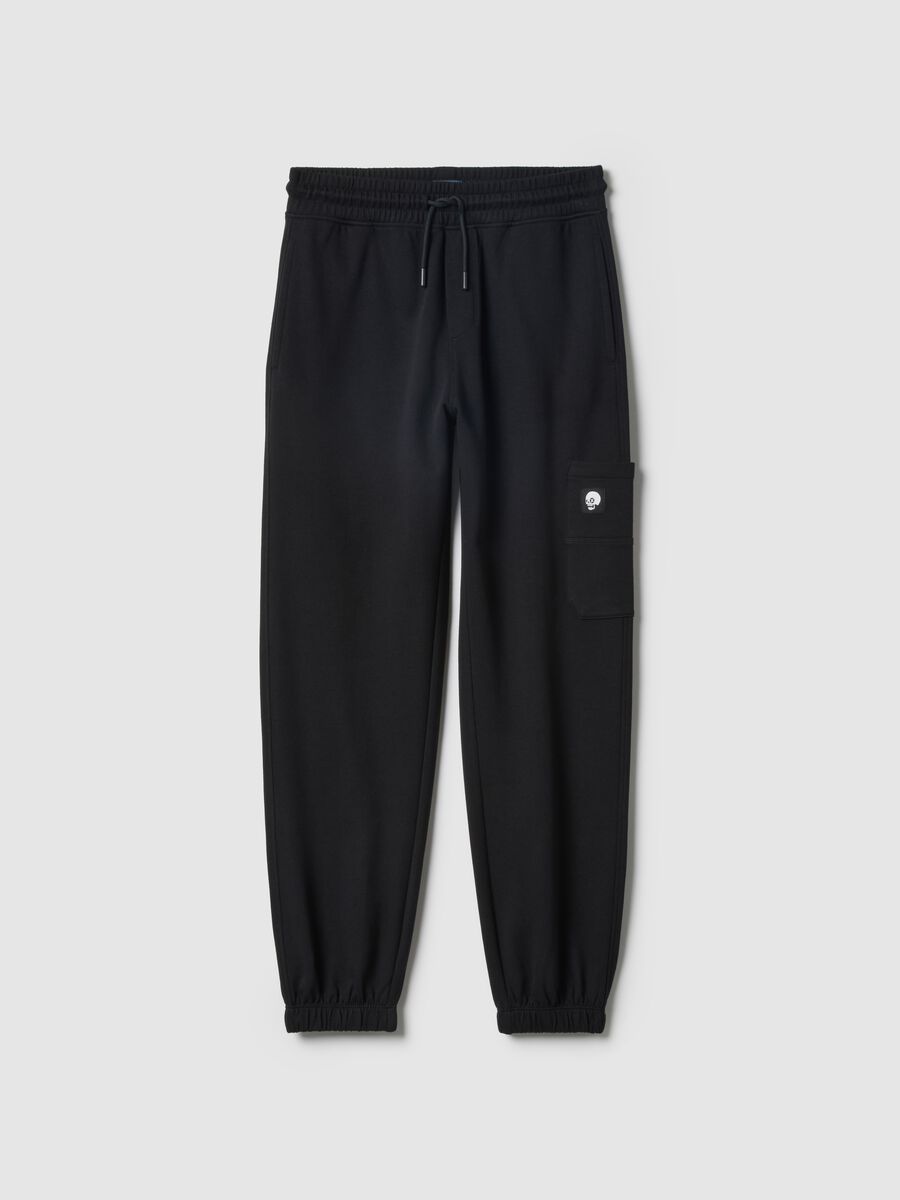 Black pure cotton over fit joggers for boys_0