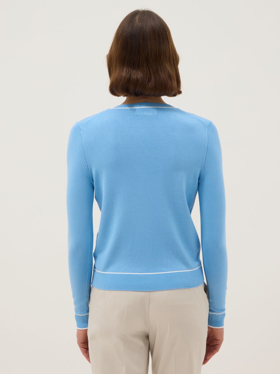 Blue viscose blend cardigan regular fit with buttons_2