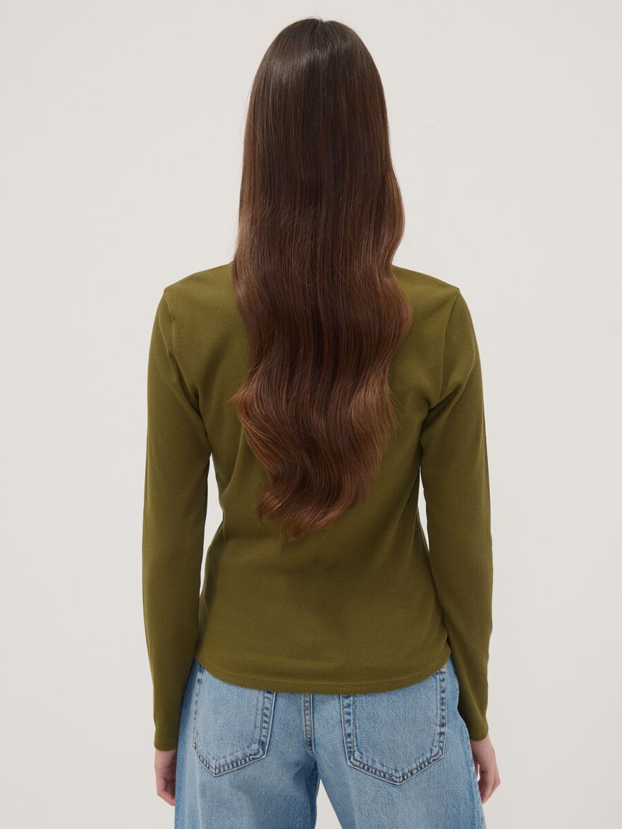 Green long-sleeved pure cotton T-shirt_3