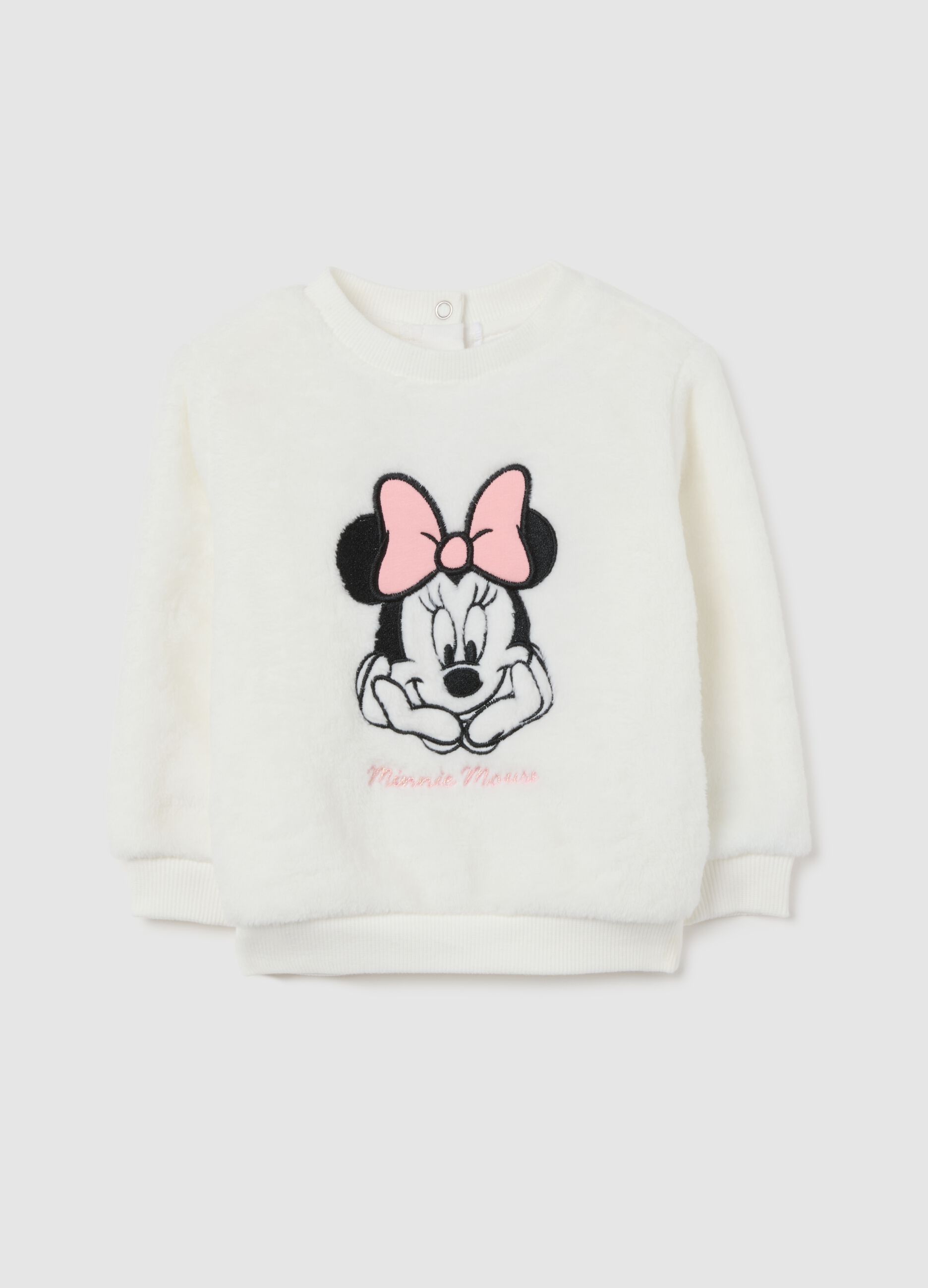 White regular fit girl sweatshirt with Minnie