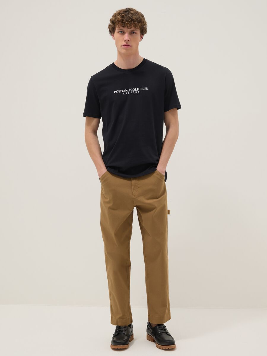 Black slogan T-shirt in pure cotton, regular fit_1