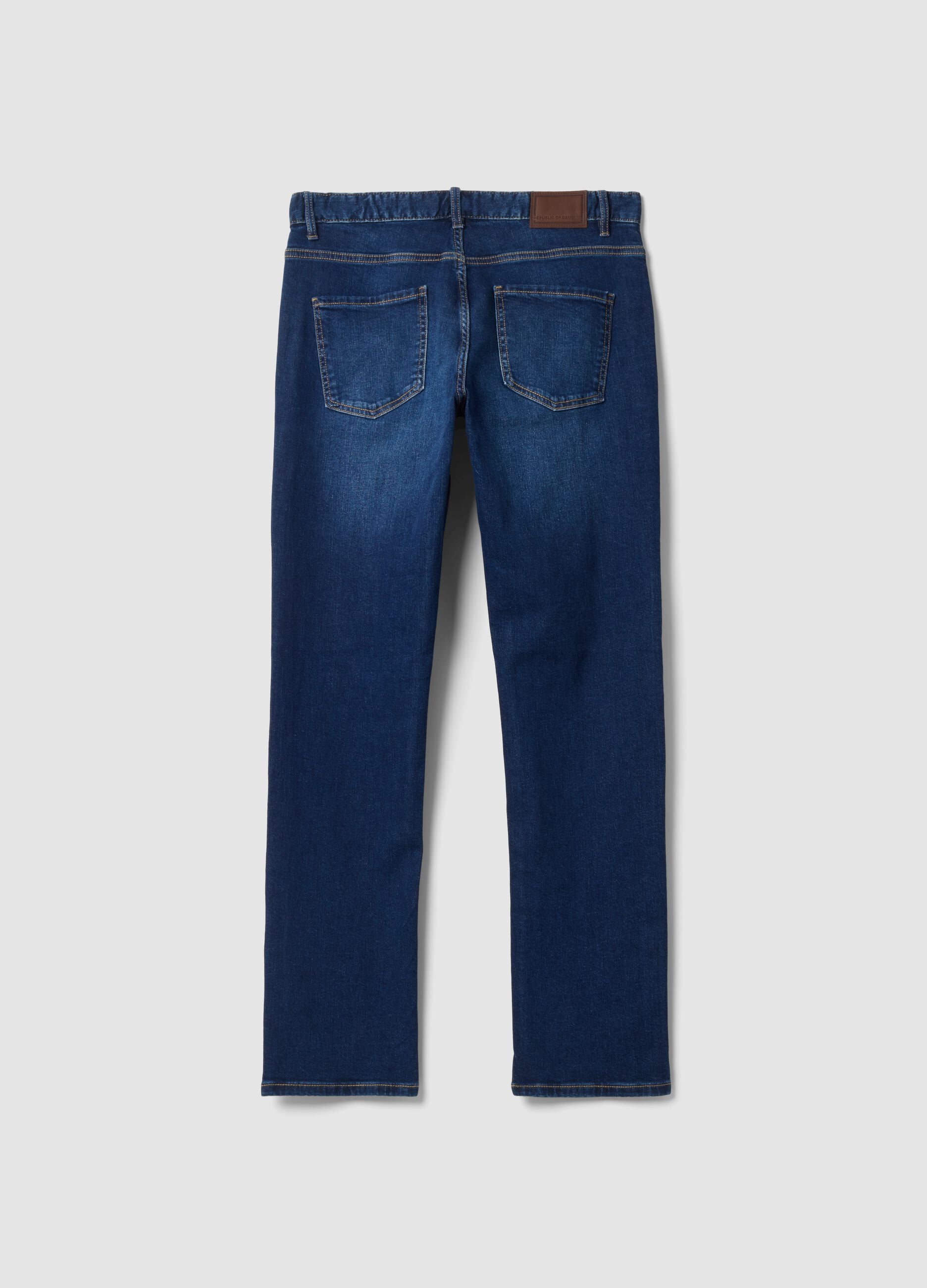 Jeans denim blu in cotone elasticizzato regular fit