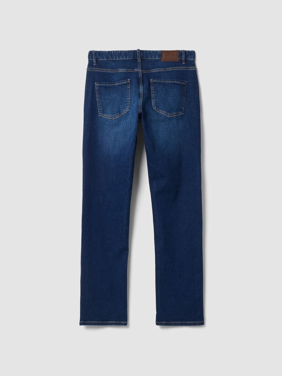 Jeans denim blu in cotone elasticizzato regular fit_2