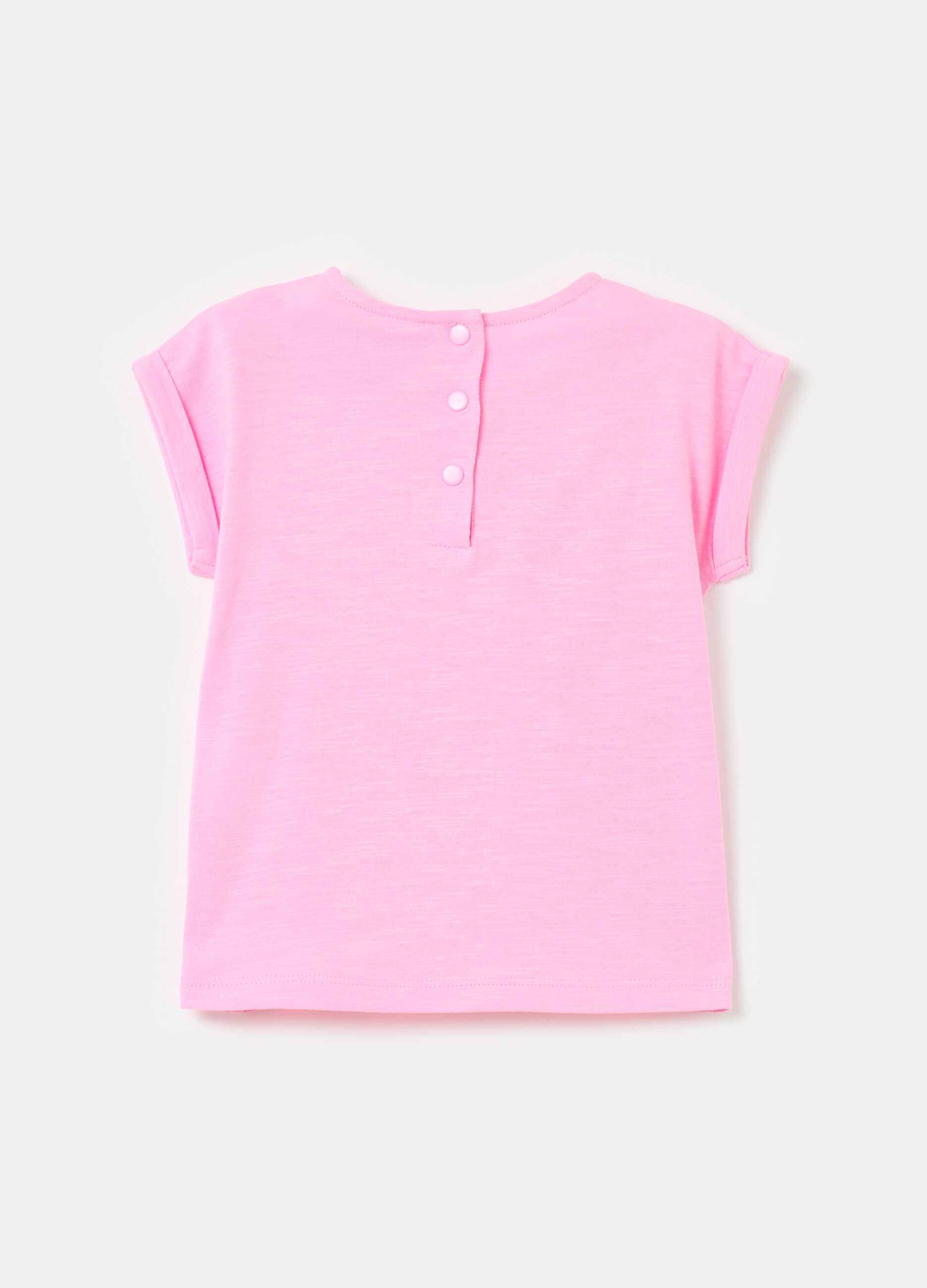 Cotton T-shirt with broderie anglaise insert