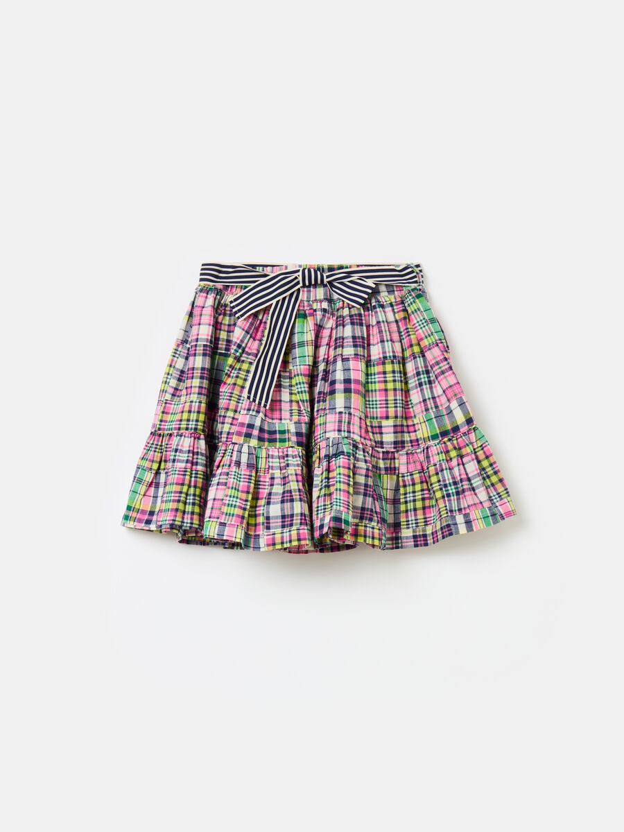 Tiered skirt with multicoloured check pattern_0