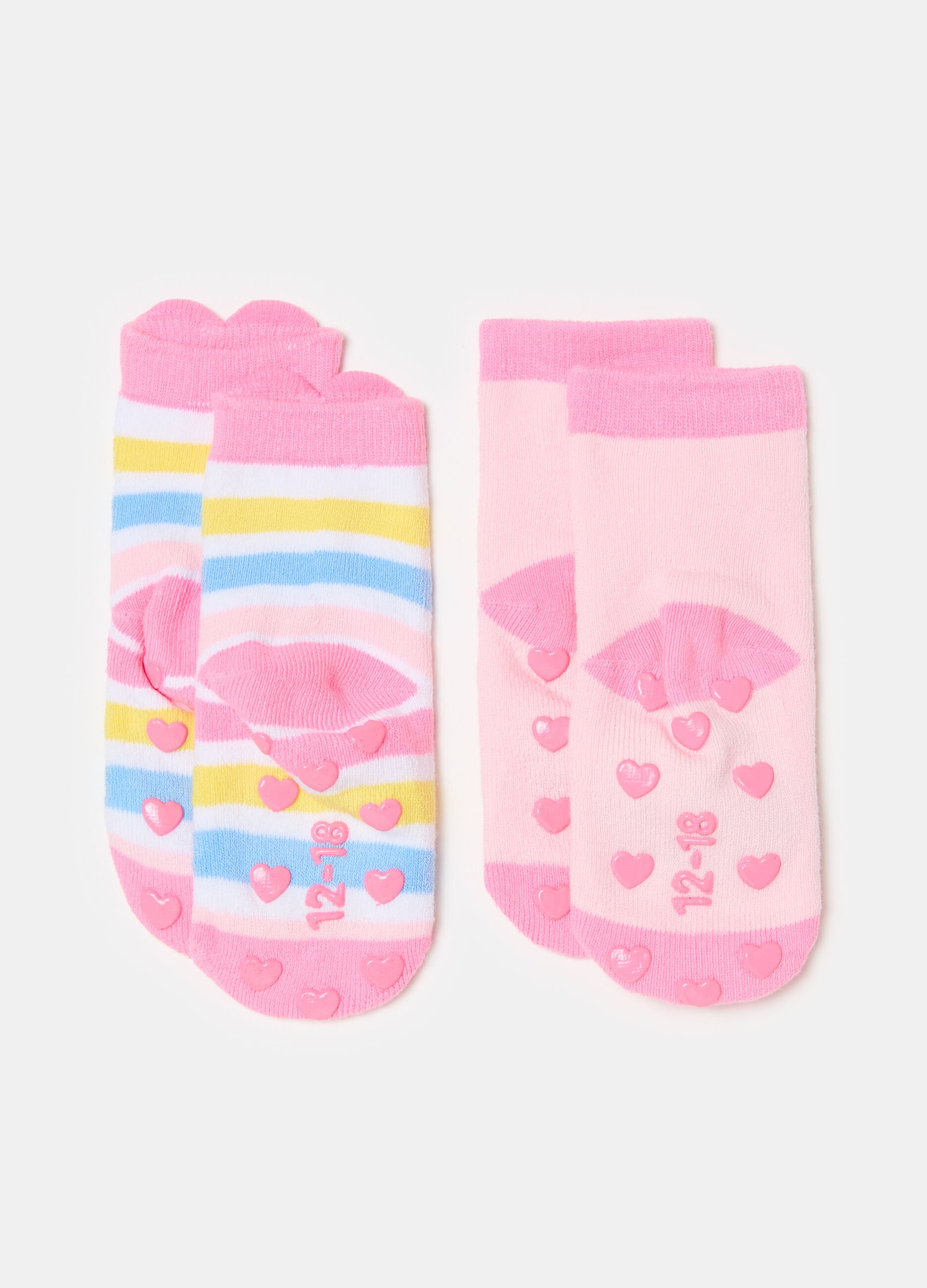 Two-pair pack slipper socks in organic cotton