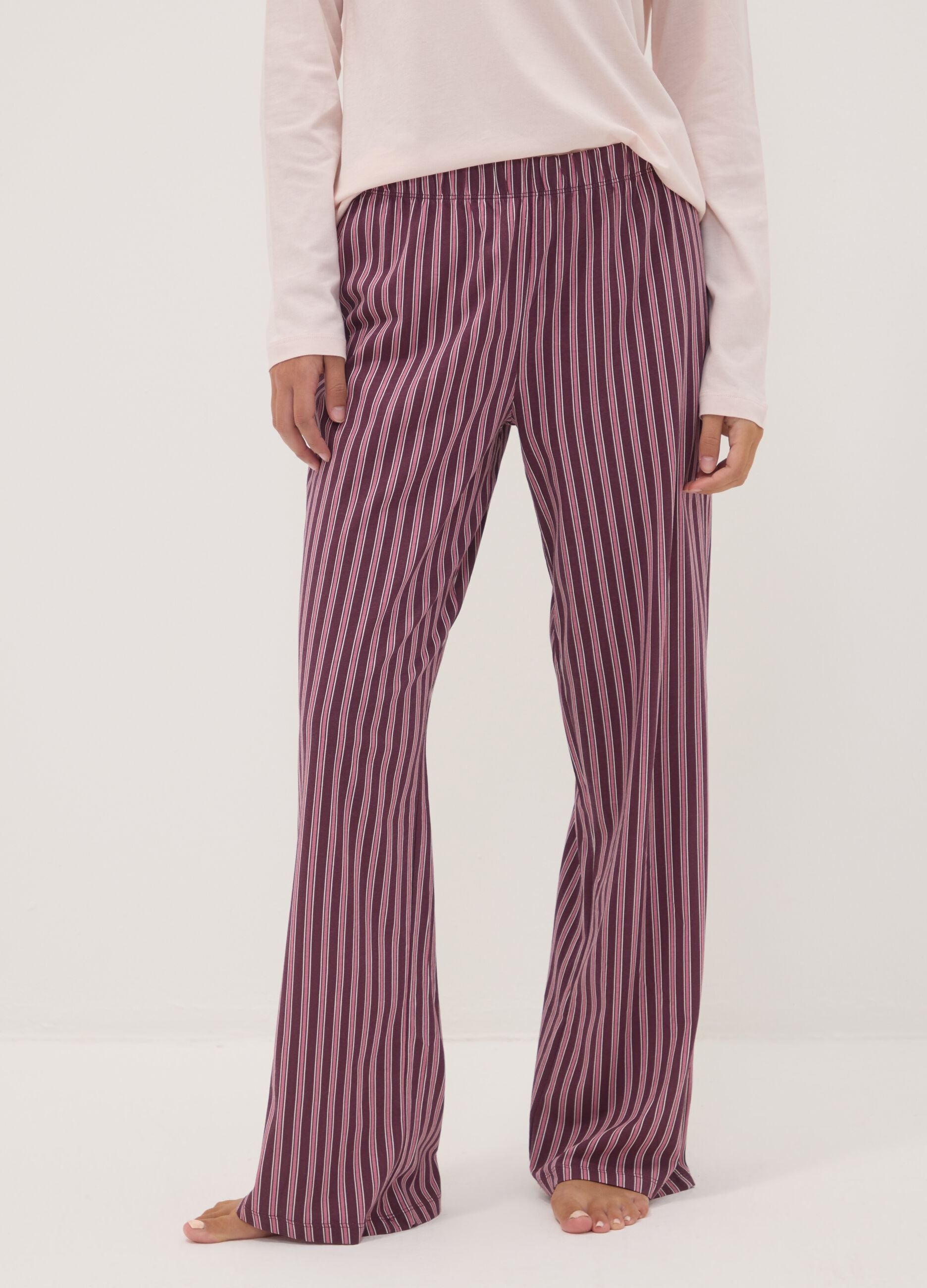 Mauve purple organic cotton crew-neck pyjamas