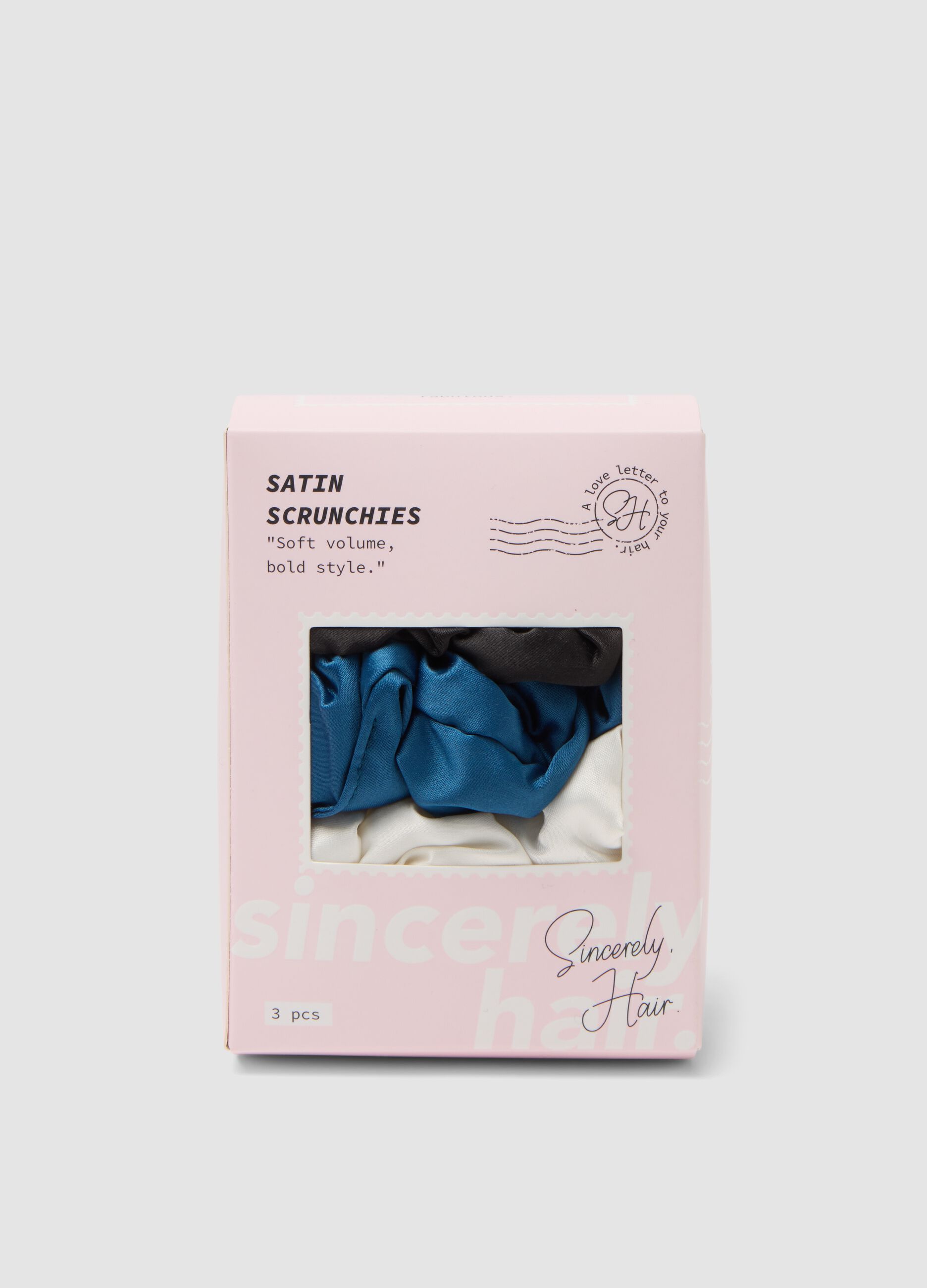 SINCERELY HAIR Satin-Haargummis 3er-Set Schwarz&ndash;Blau&ndash;Wei&szlig;