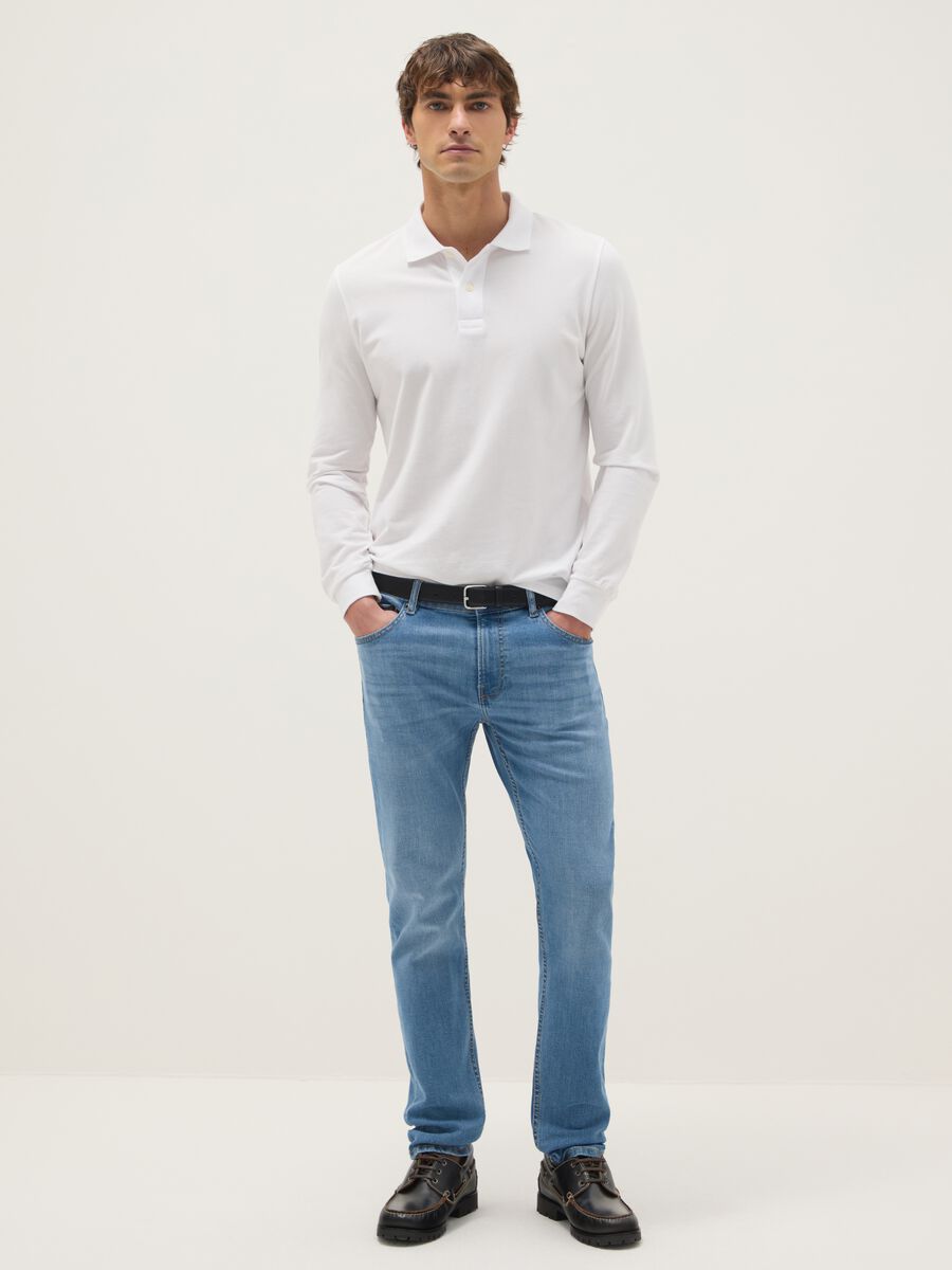 Light blue skinny fit stretch cotton jeans_0