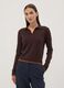 Brown viscose-blend polo-collar jumper, regular fit_2
