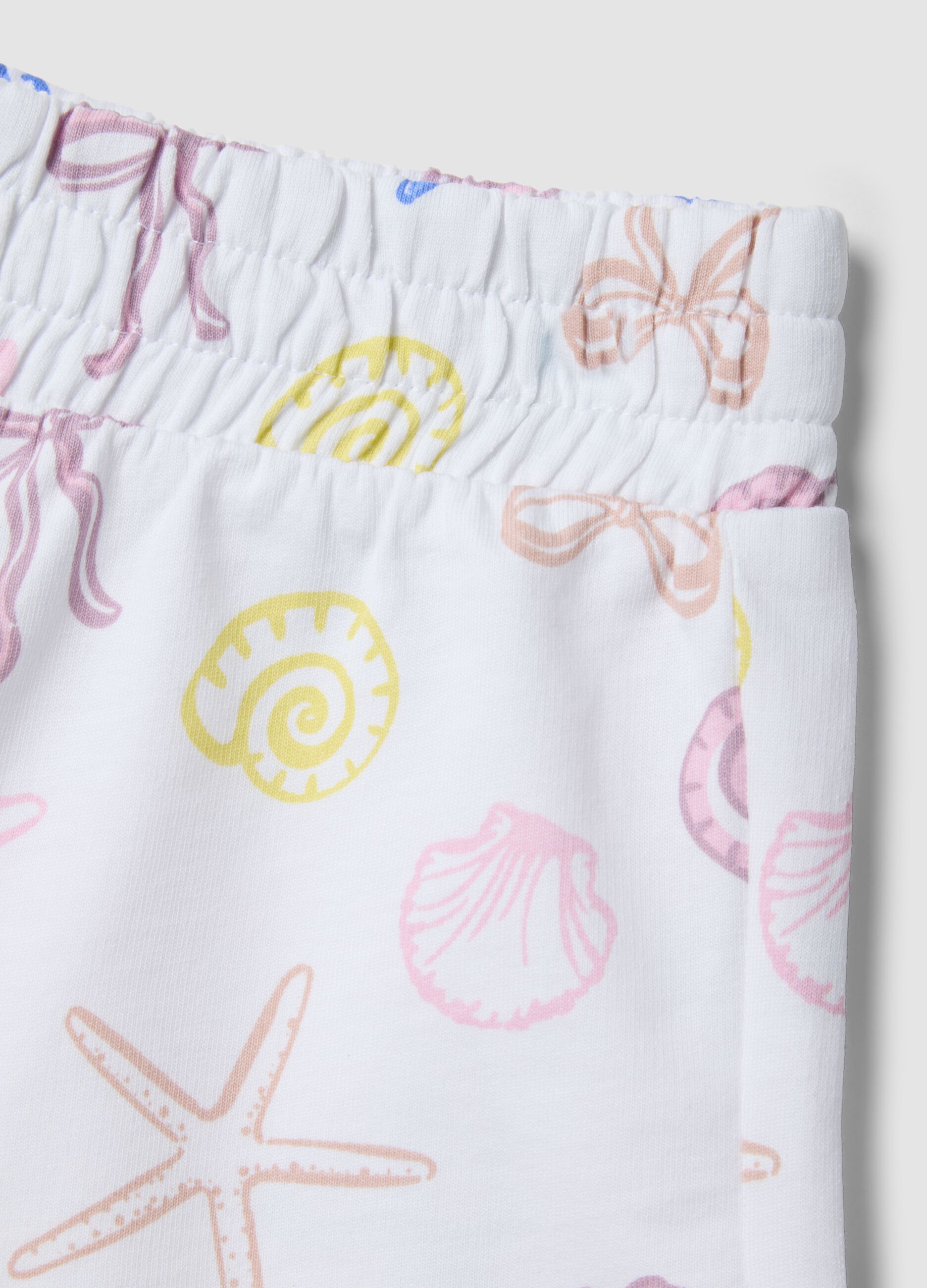 White pure cotton girls&rsquo; shorts with nautical prints