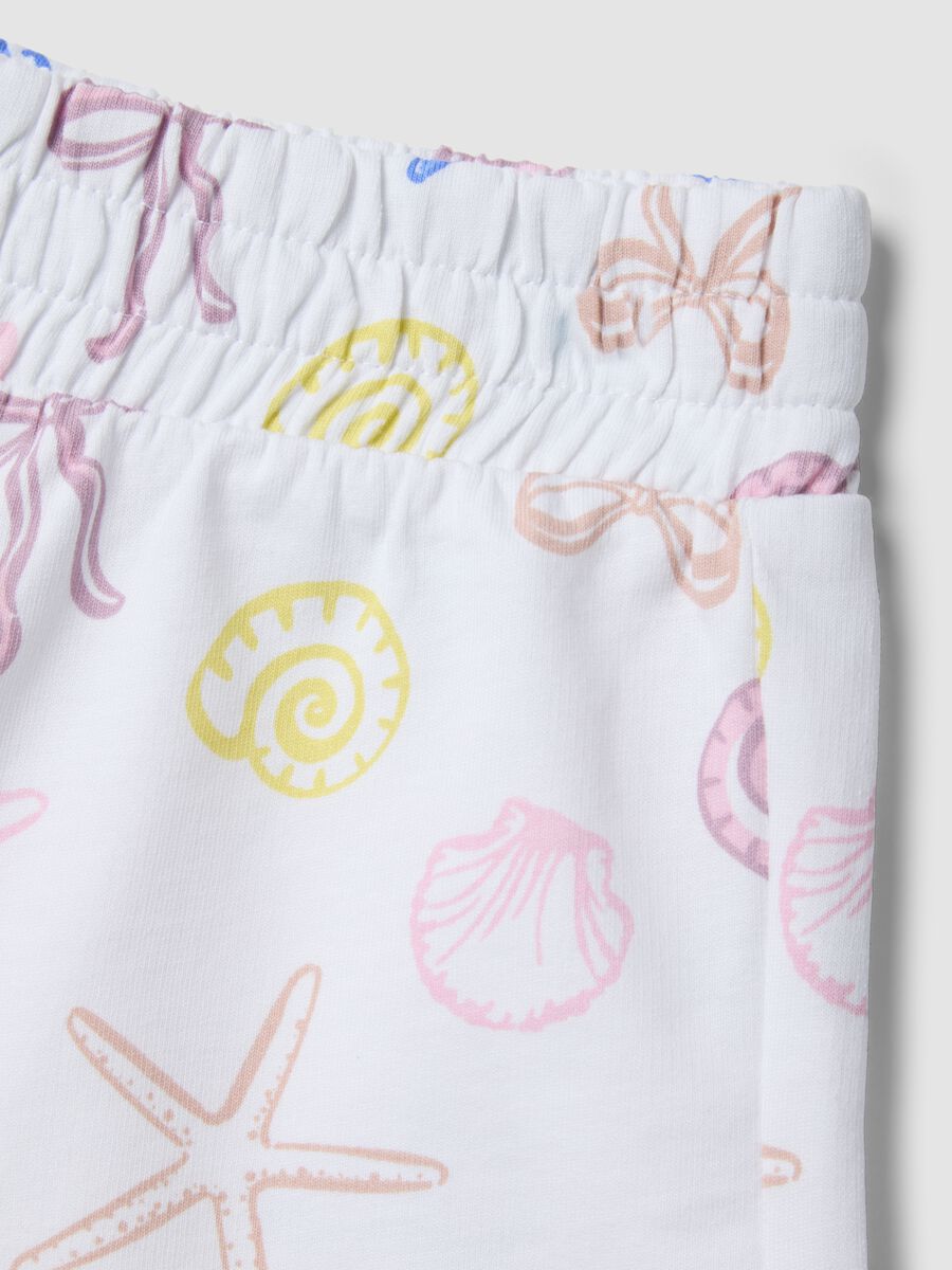 Wei&szlig;e Shorts aus reiner Baumwolle f&uuml;r M&auml;dchen mit maritimen Prints_3