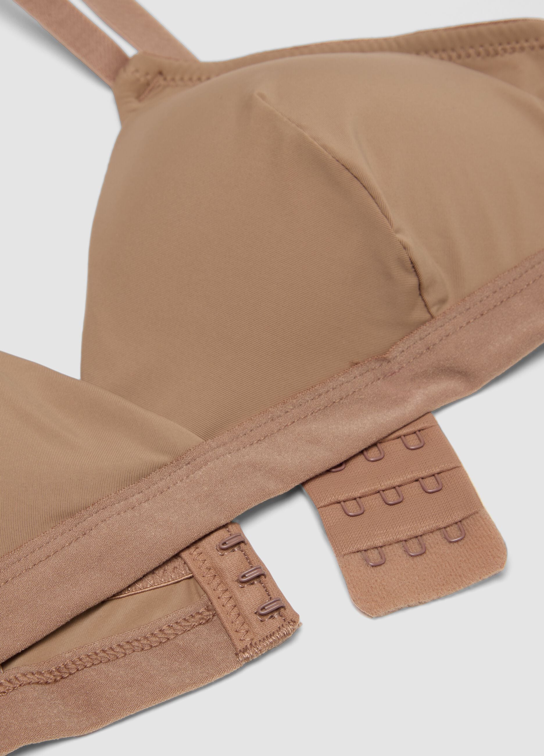 Brown triangle bra with removable padding in stretch fabric