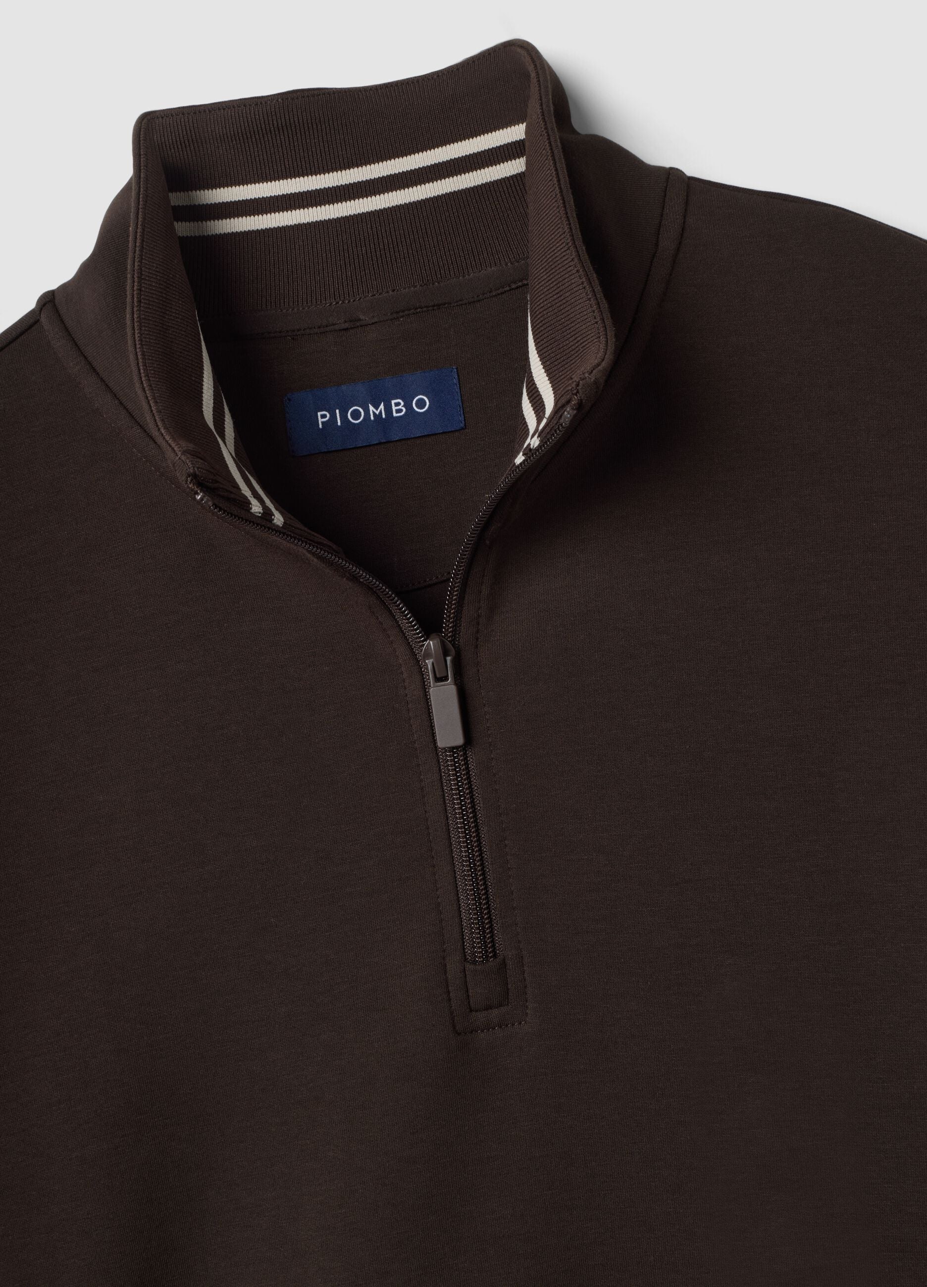 Breathable 2-Way Stretch Cotton Half-Zip in Brown