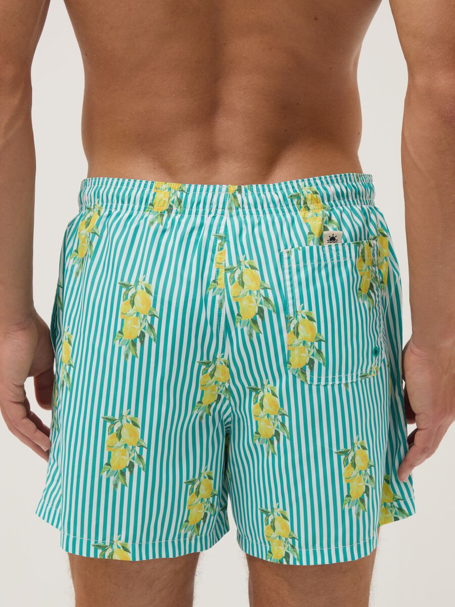 Blue striped swim shorts with lemon print_2