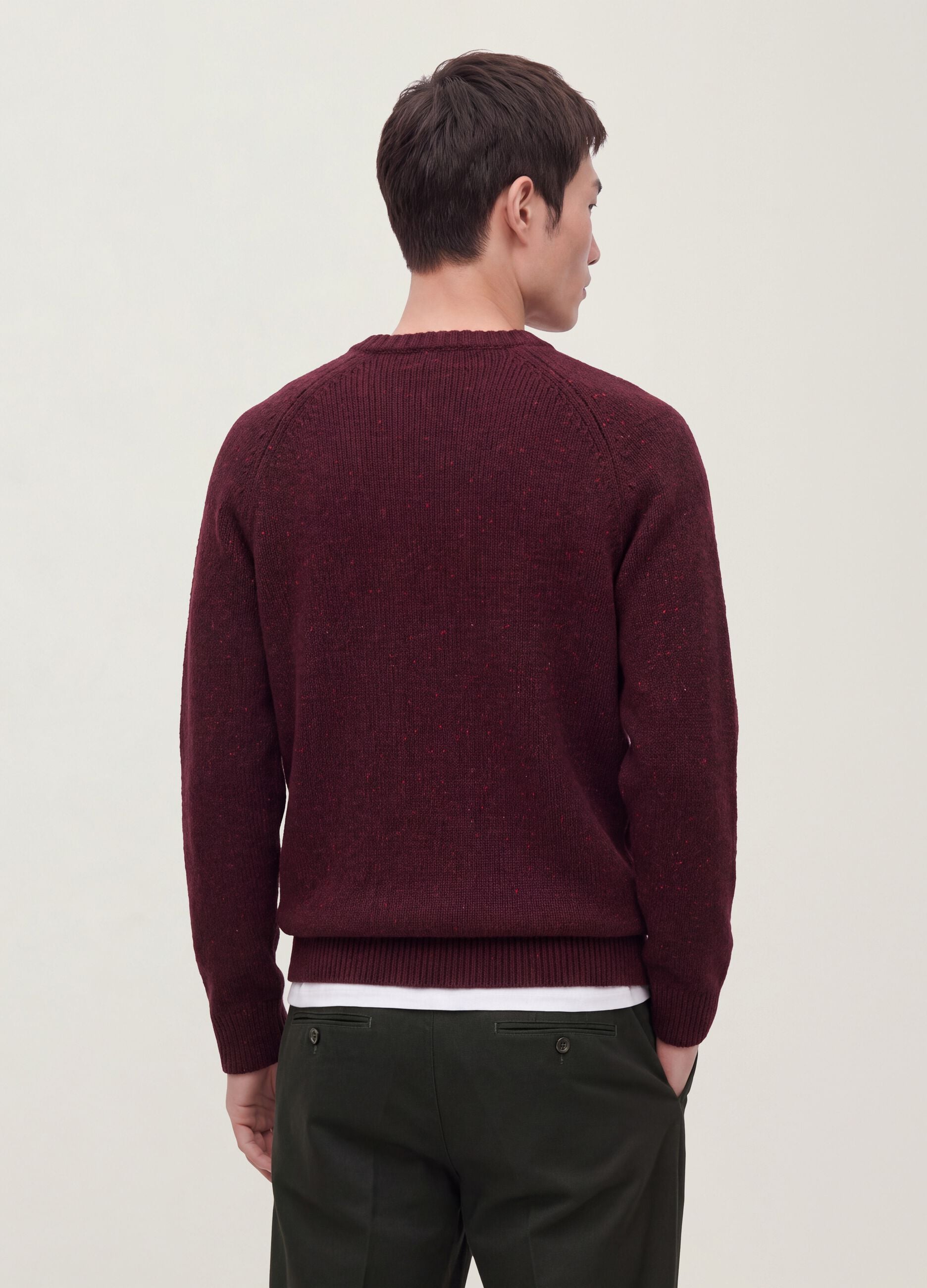 Maglione rosso girocollo in misto cotone e lana