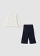 White and blue stretch cotton set with teddy bears for baby girl_1