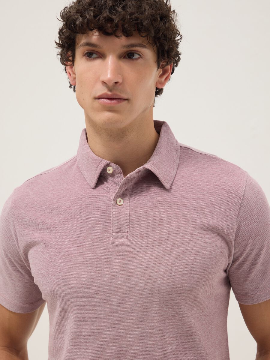 Pink short-sleeve polo shirt in pure cotton_1