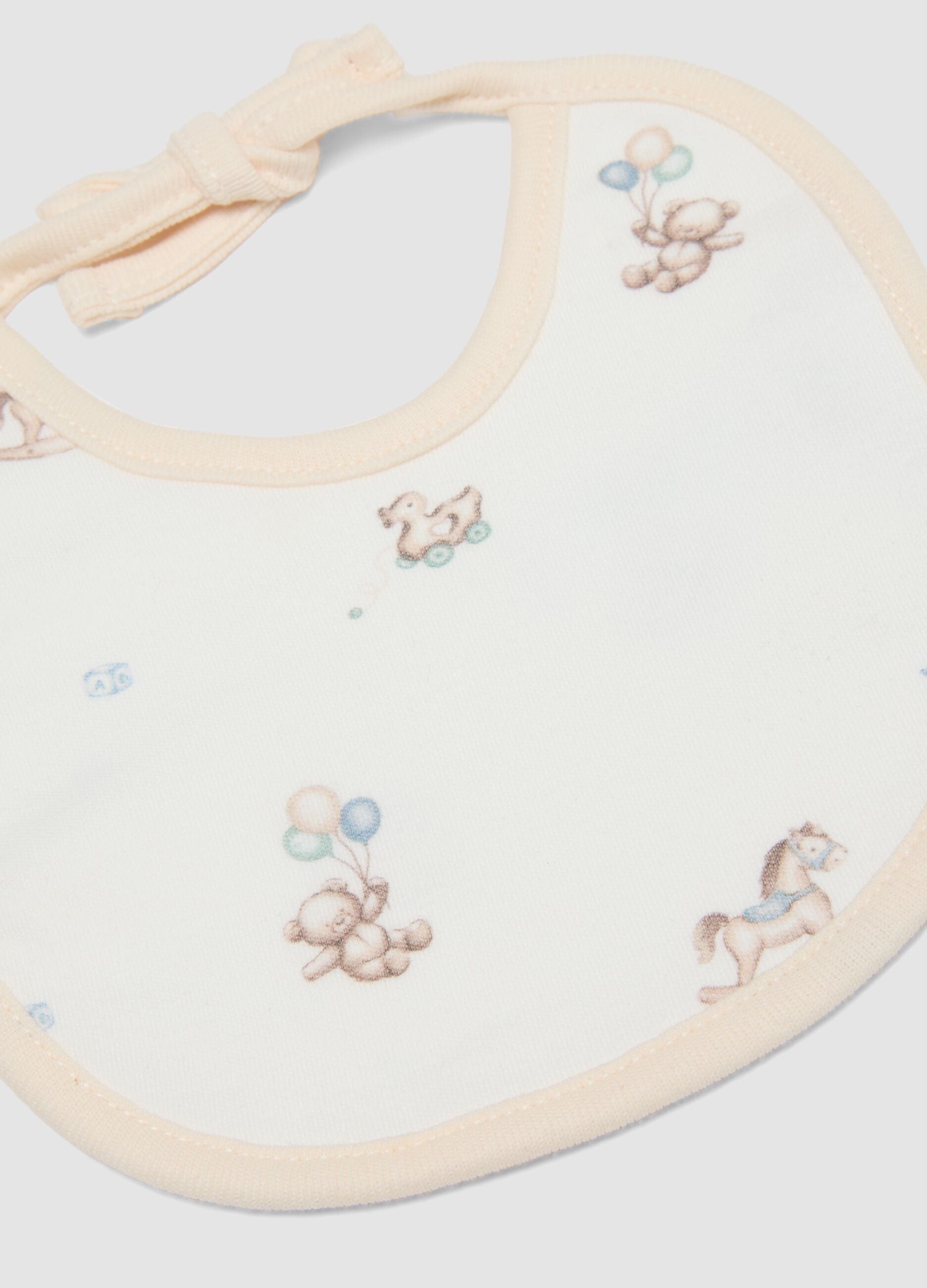 2er-Pack blaue und gelbe Baby-L&auml;tzchen aus reiner Bio-Baumwolle mit Prints