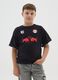 Children's pure black cotton oversized t-shirt with print_0