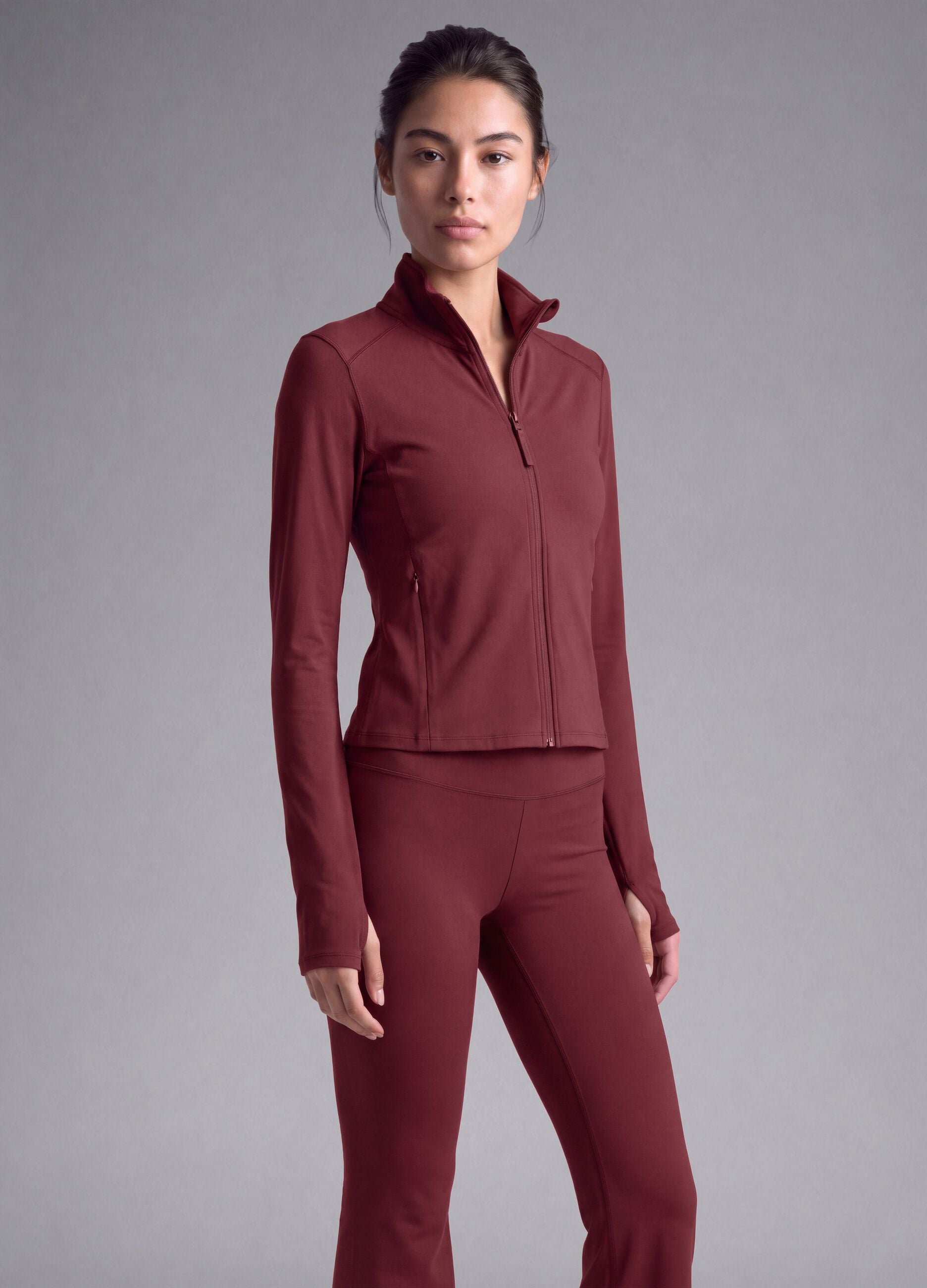 Rote, figurbetonte Full-Zip-Jacke aus Stretchmaterial &ndash; ALTAVIA STUDIO