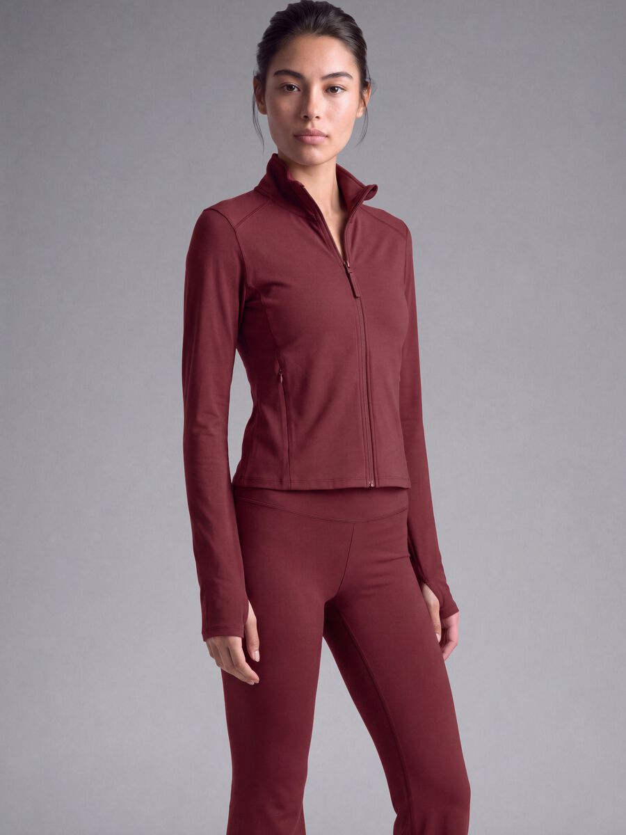 Red fitted full-zip jacket in stretch fabric &ndash; ALTAVIA STUDIO_0