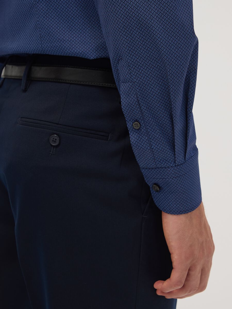 Blue slim-fit stretch cotton poplin shirt_2