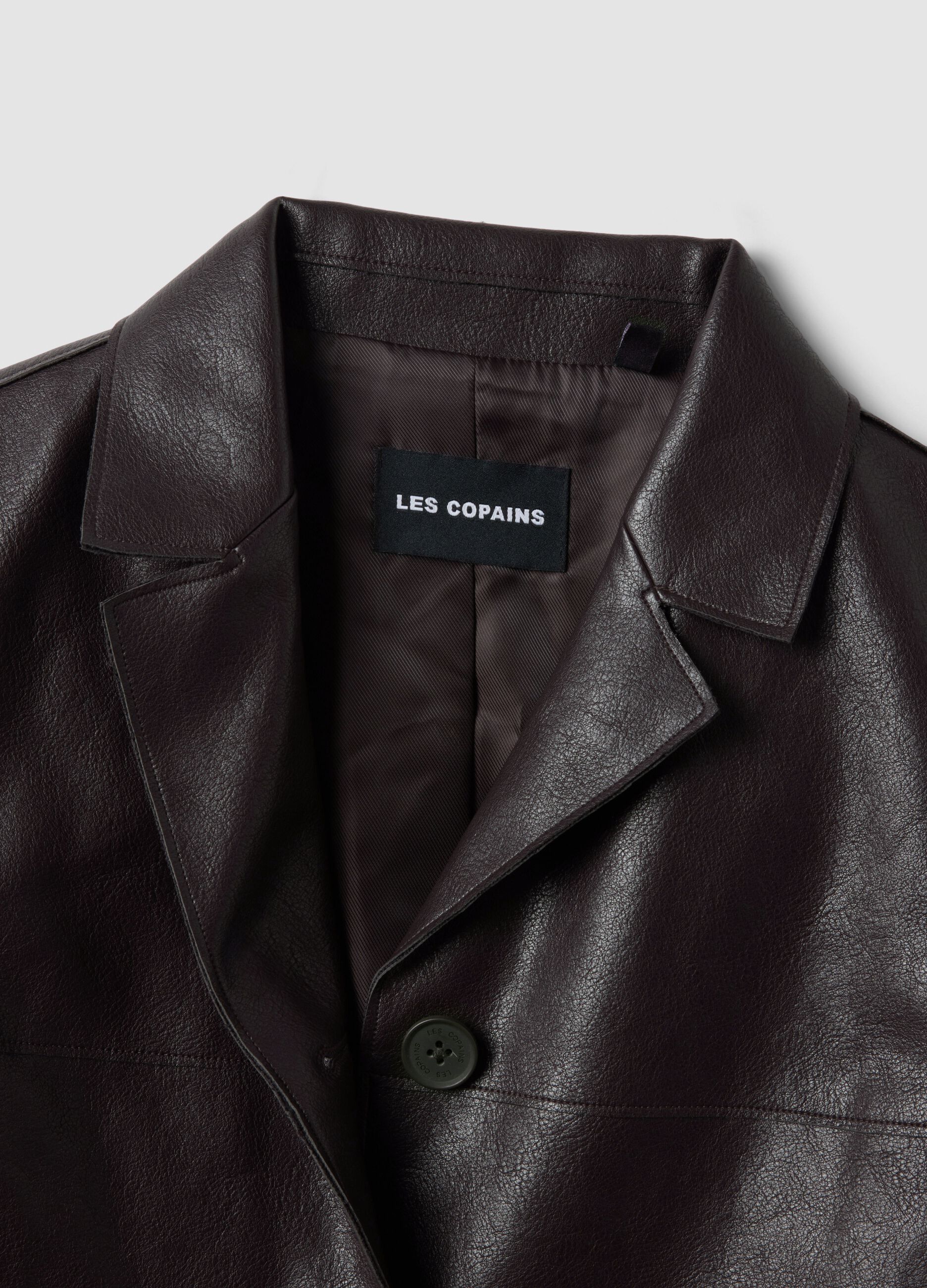 Brown regular-fit jacket with buttons