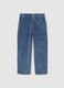 Children's blue regular fit ribbed cotton blend trousers_0