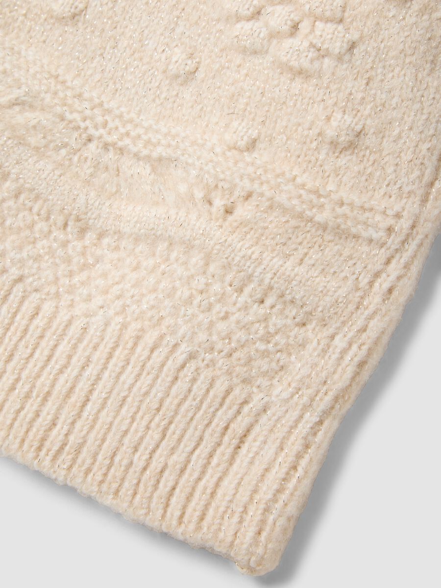 Gilet bianco in maglia con motivo in rilievo per bimba_2