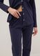 Blue pure cotton regular fit pyjamas with chest pocket and V-neck_3
