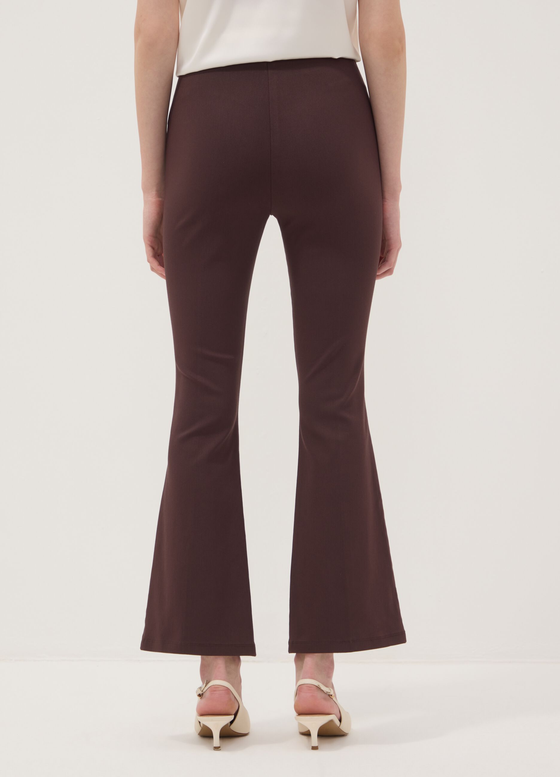 Braune Schlagleggings aus Stretch-Viskose