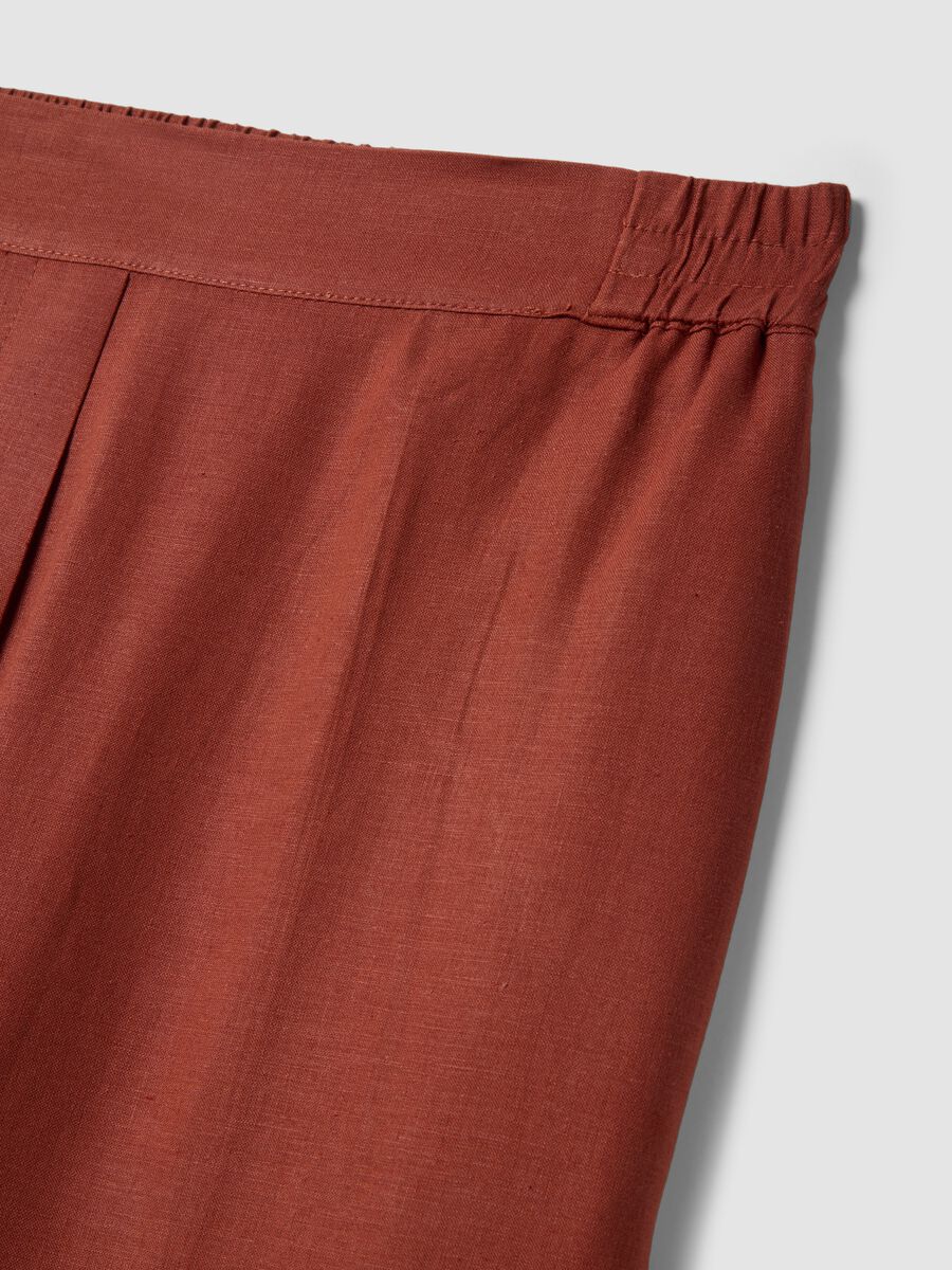 Red wide leg linen-viscose blend trousers_1